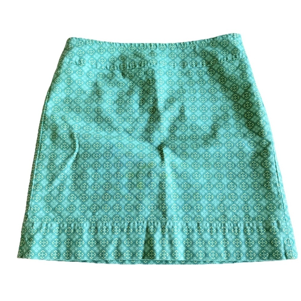 Talbots Skirt Womens 8 Geometric Pencil Knee Length Cotton Lined Stretch Preppy